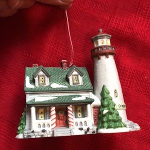 Department 56 Green and White Lighthouse Ornament